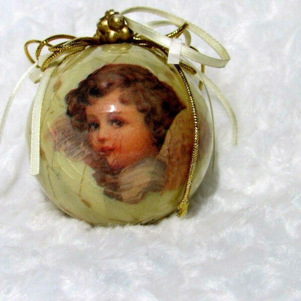 Victorian Angel Christmas Bulb Glazed Paper